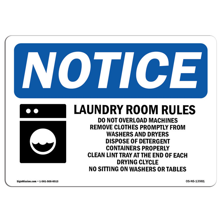 SignMission Laundry Room Rules Do Not Overload Sign Wayfair